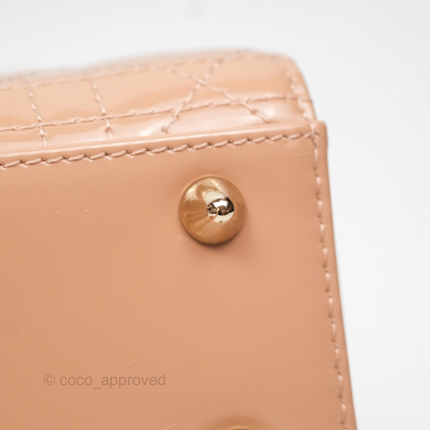 Christian Dior Small Lady Dior My ABCDior Beige Patent Gold Hardware