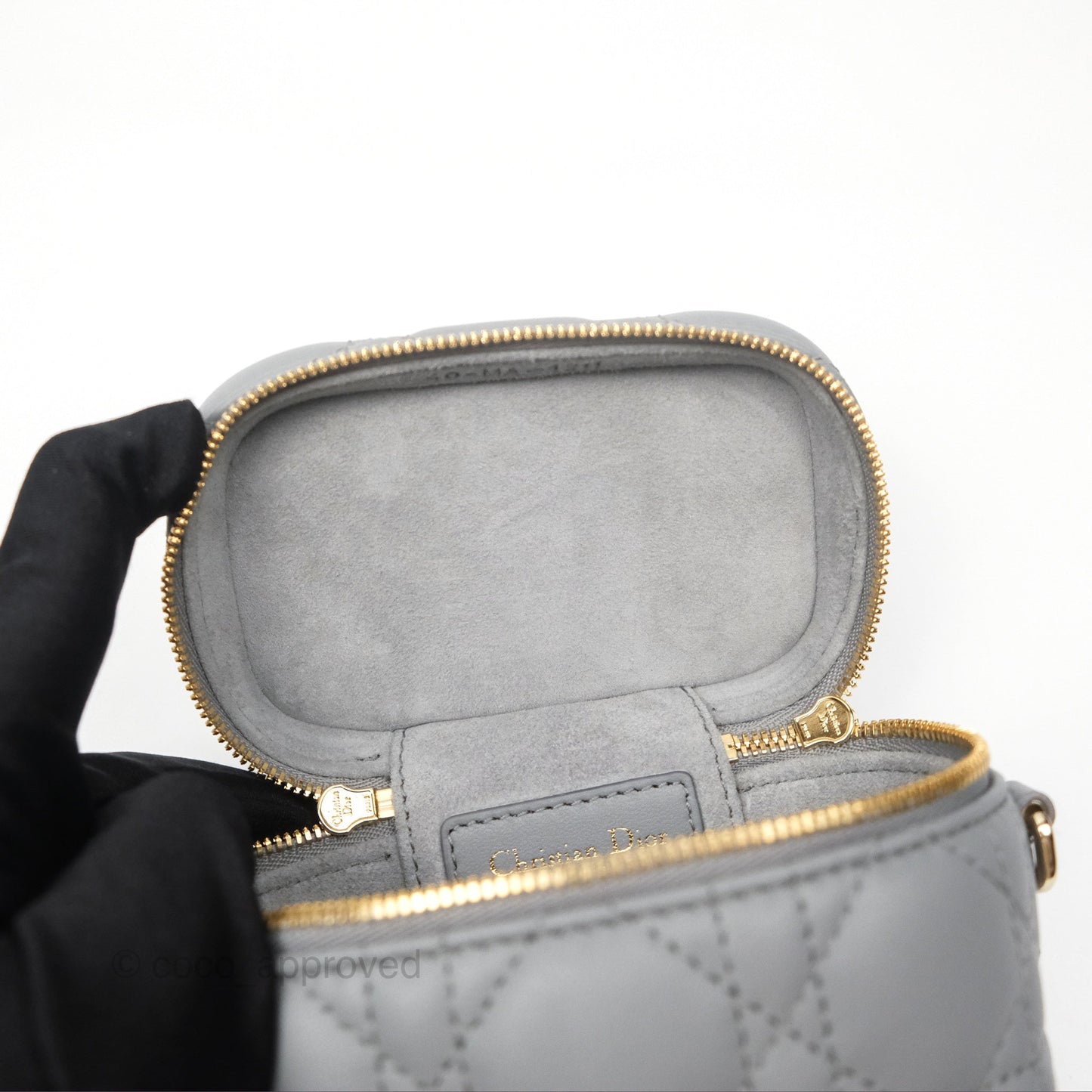 Christian Dior Micro Lady Dior Vanity Case Grey Cannage Lambskin