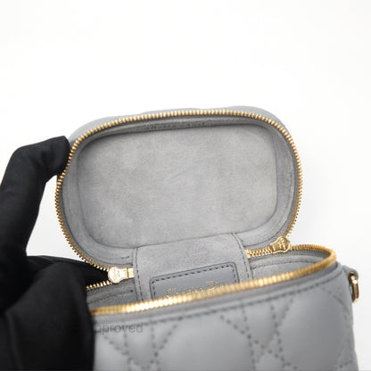 Christian Dior Micro Lady Dior Vanity Case Grey Cannage Lambskin