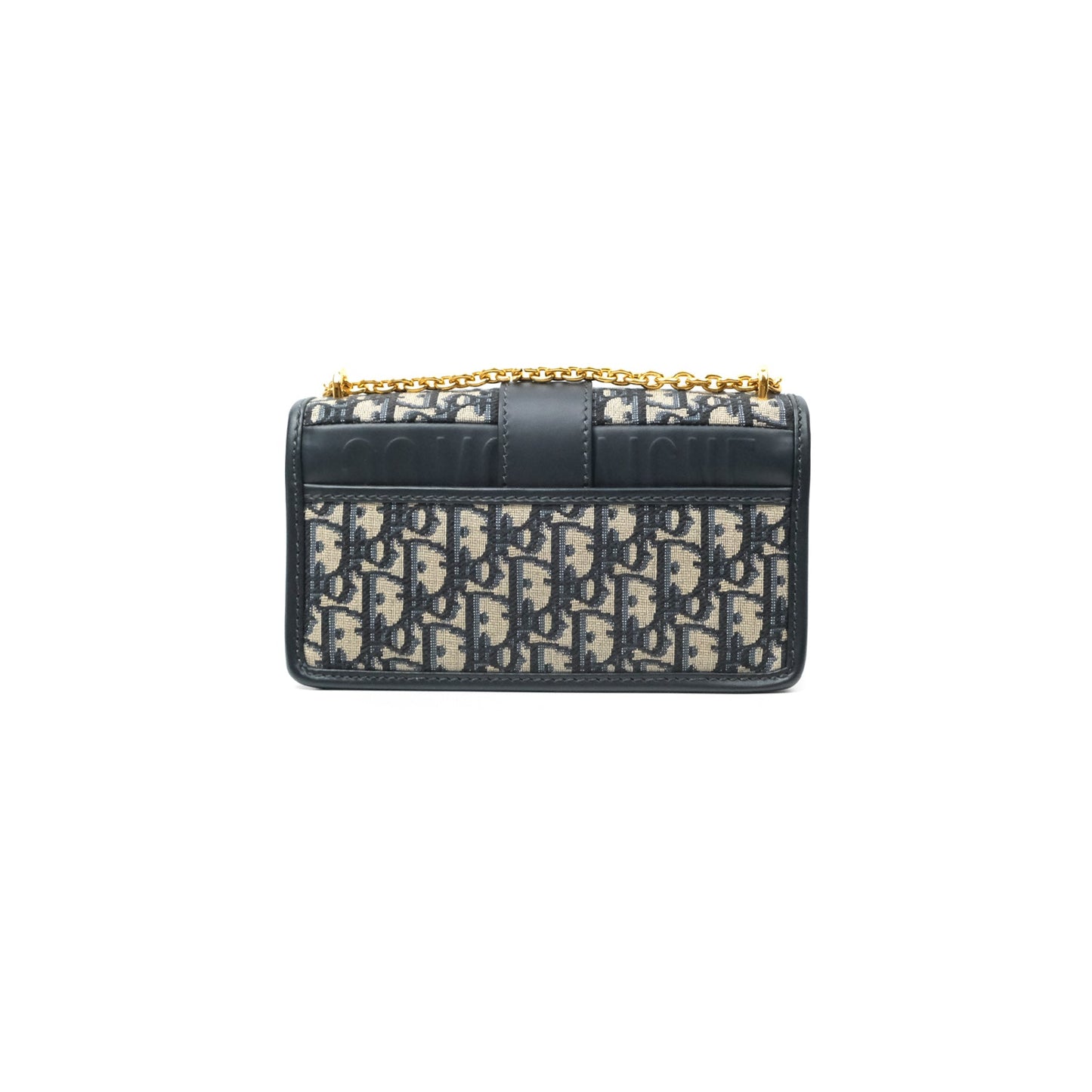 Dior 30 Montaigne East-West Bag With Chain Blue Dior Oblique Jacquard
