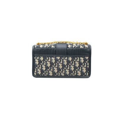 Dior 30 Montaigne East-West Bag With Chain Blue Dior Oblique Jacquard
