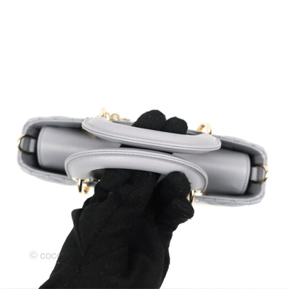 Dior Small Lady D-Joy Bag Grey Lambskin Cannage Gold Hardware
