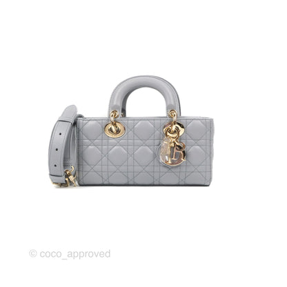 Dior Small Lady D-Joy Bag Grey Lambskin Cannage Gold Hardware