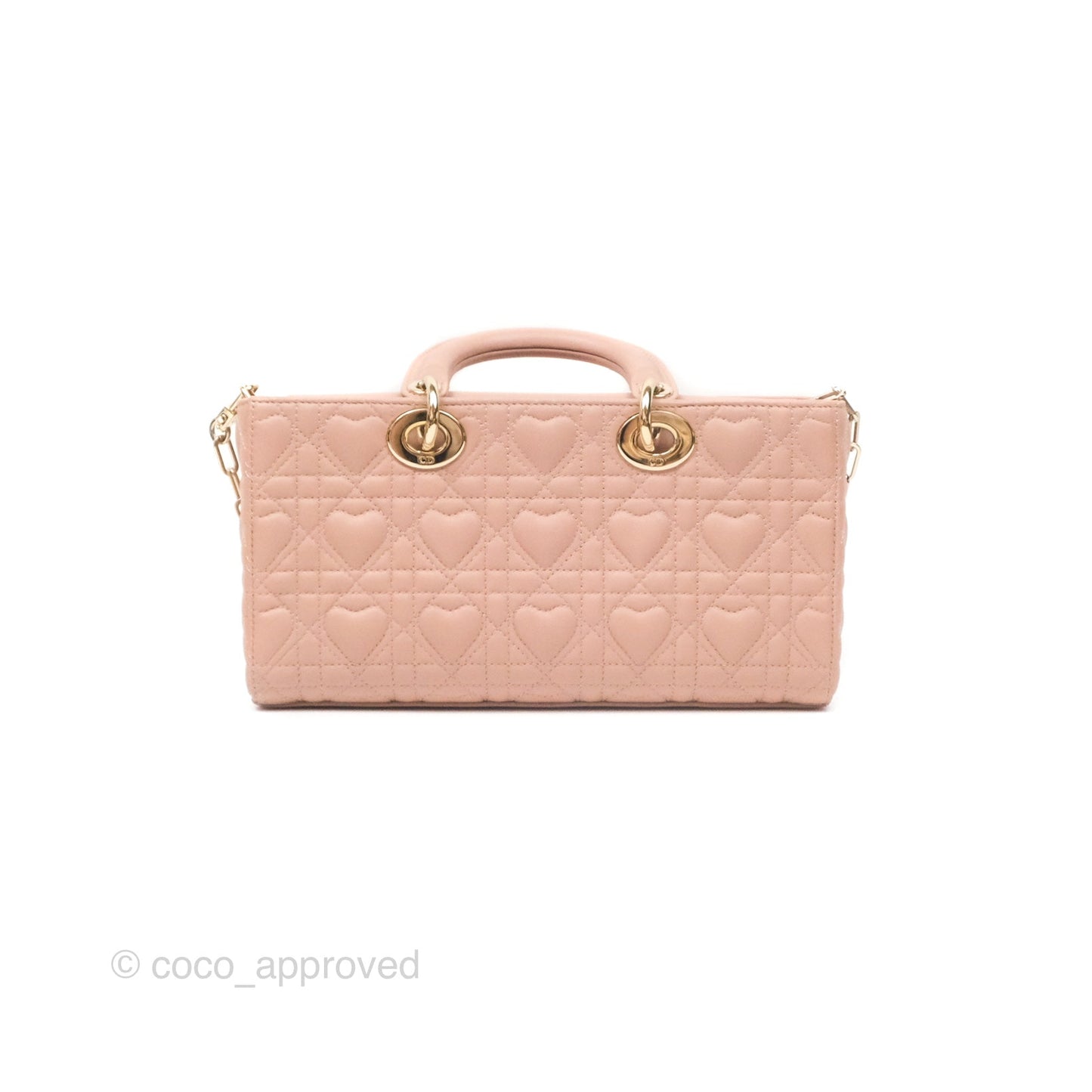 Christian Dior Medium Lady D-Joy Nude Pink Lambskin Heart Quilted