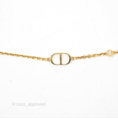 Christian Dior Petit CD Double Necklace Crystals Gold Tone