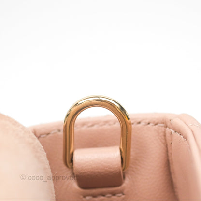 Christian Dior Medium Lady D-Joy Nude Pink Lambskin Heart Quilted