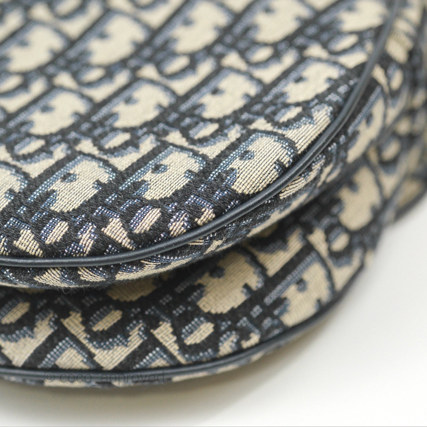 Christian Dior Saddle Bag Navy Dior Oblique Embroidery Gold Hardware