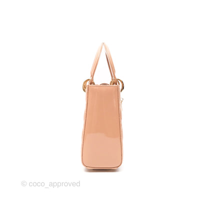 Christian Dior Small Lady Dior My ABCDior Beige Patent Gold Hardware