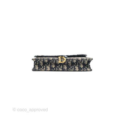 Christian Dior Saddle Chain Pouch Navy Oblique Jacquard