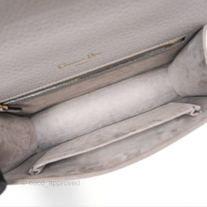 Christian Dior Medium Diorama Calfskin Flap Bag Grey Gold Hardware