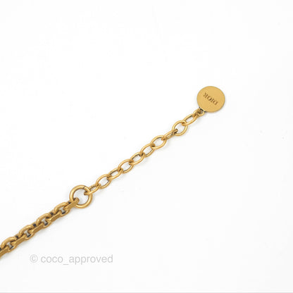 Dior CD Star Chain Choker Necklace Antique Gold Tone