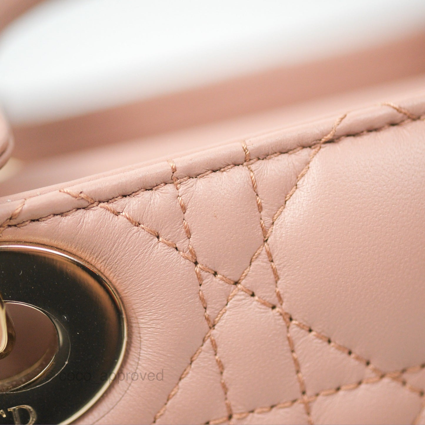 Christian Dior Mini Lady Dior Blush Cannage Lambskin Gold Hardware