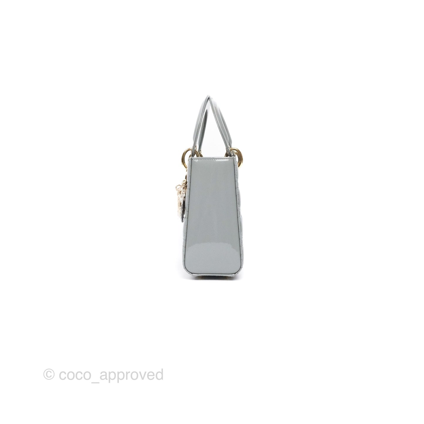 Christian Dior Lady Dior Grey Patent Gold Hardware