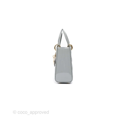 Christian Dior Lady Dior Grey Patent Gold Hardware
