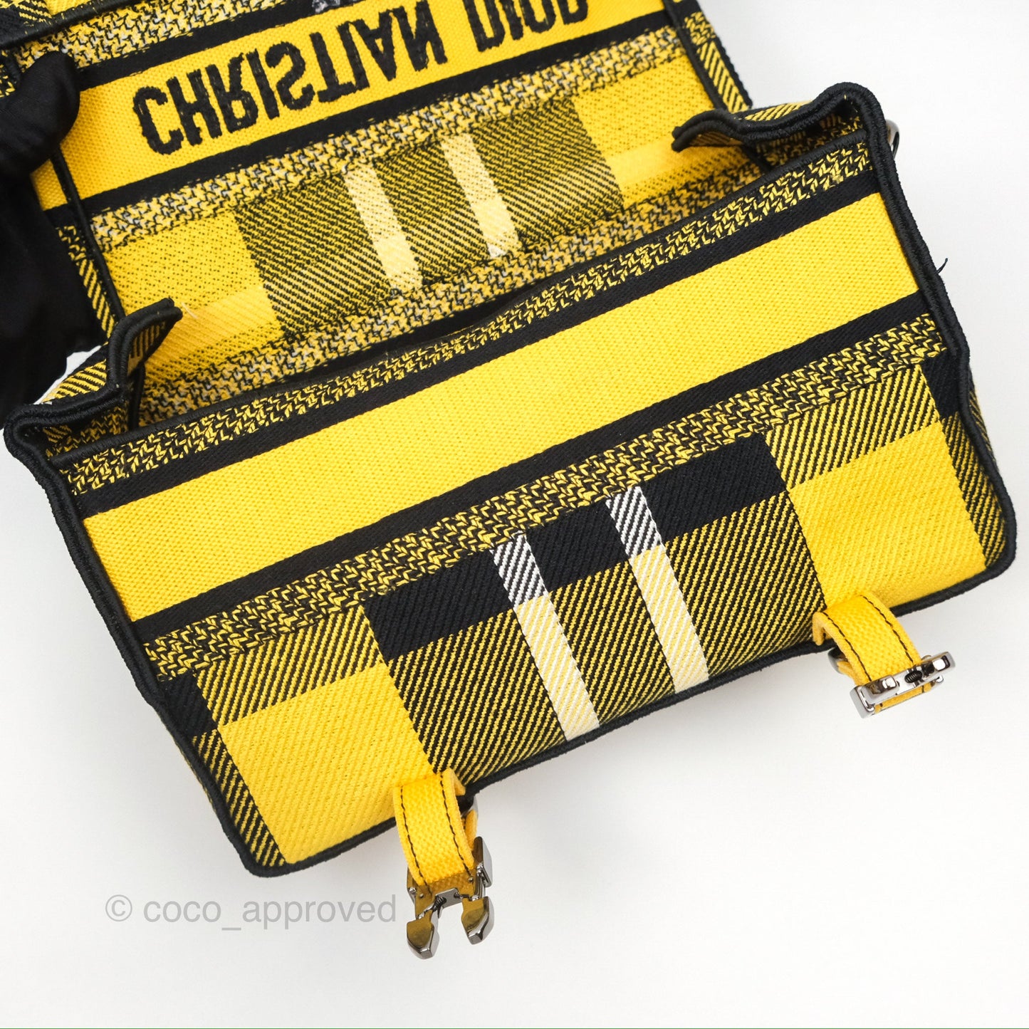 Christian Dior Small Diorcamp Bag Yellow Black Checkered Embroidery