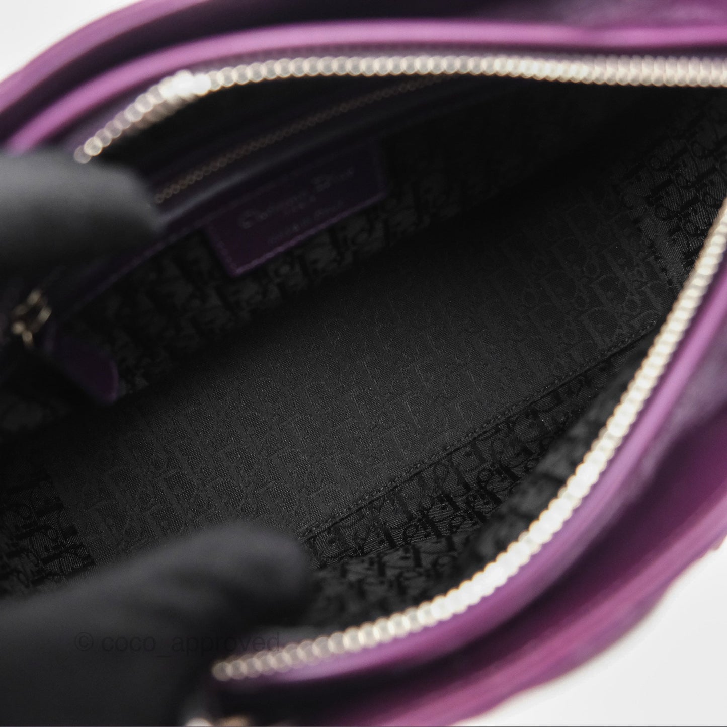 Christian Dior Medium Lady Dior Dark Purple Lambskin Silver Hardware