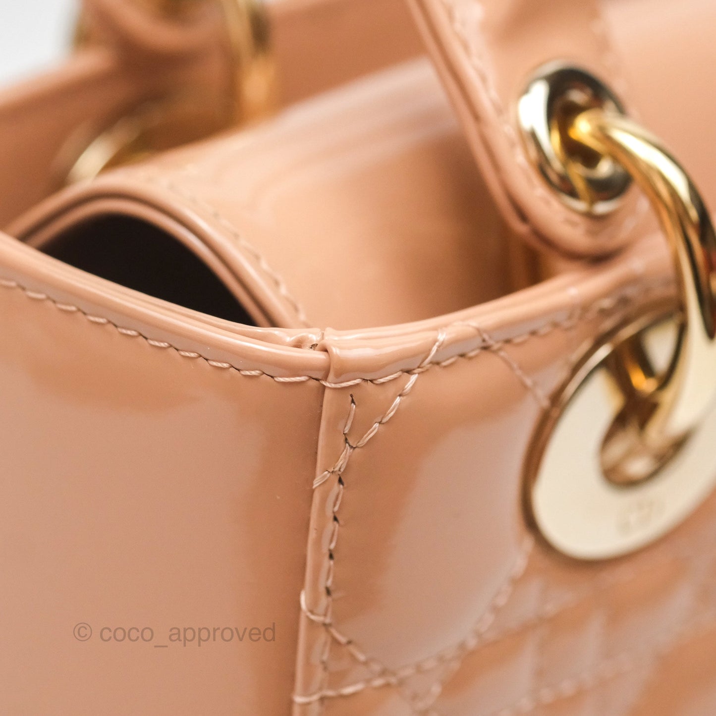 Christian Dior Small Lady Dior My ABCDior Beige Patent Gold Hardware