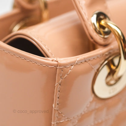 Christian Dior Small Lady Dior My ABCDior Beige Patent Gold Hardware
