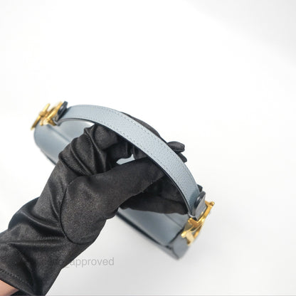 Christian Dior Mini Saddle Bag Cloud Blue Grained Calfskin Gold Hardware