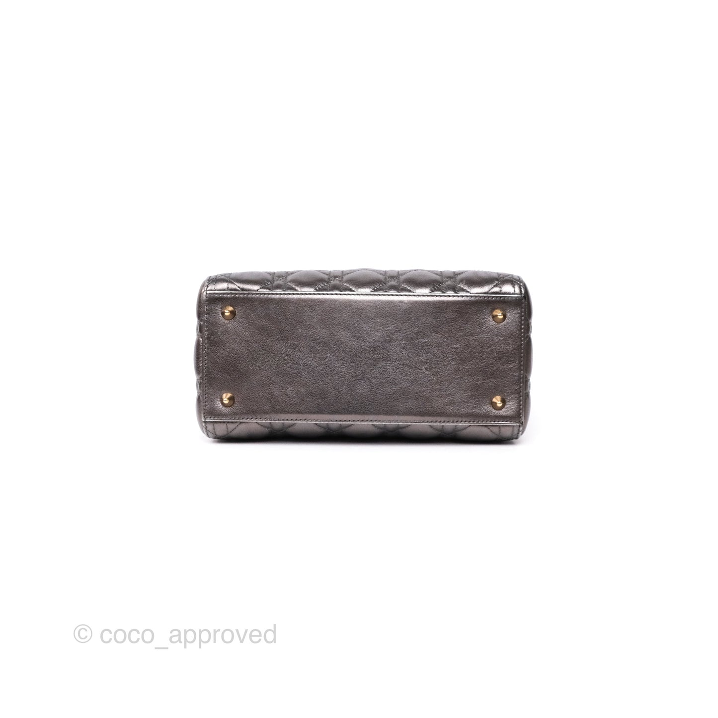Christian Dior Medium Lady Dior Metallic Dark Grey Lambskin Gold Hardware