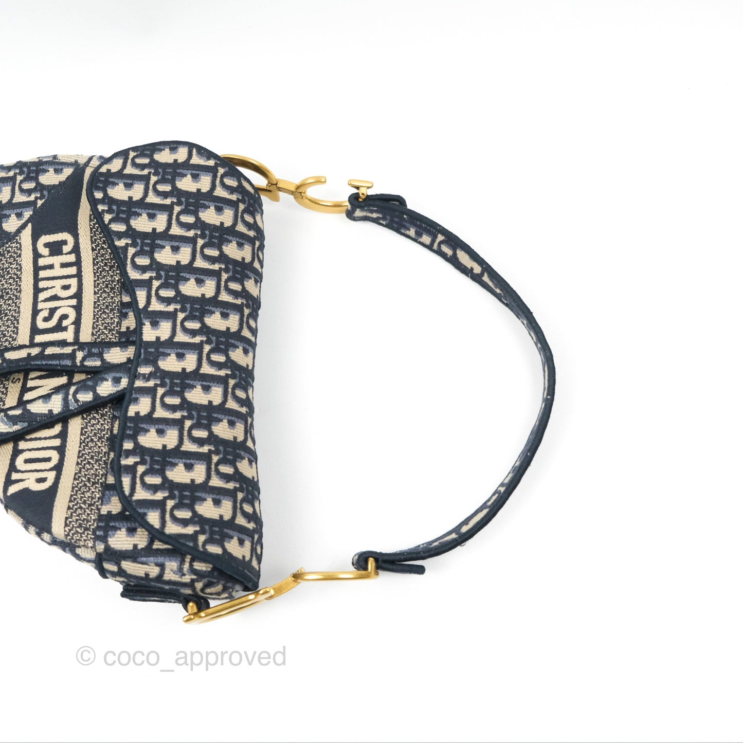 Christian Dior Navy Saddle Bag Dior Oblique Embroidery Gold Hardware