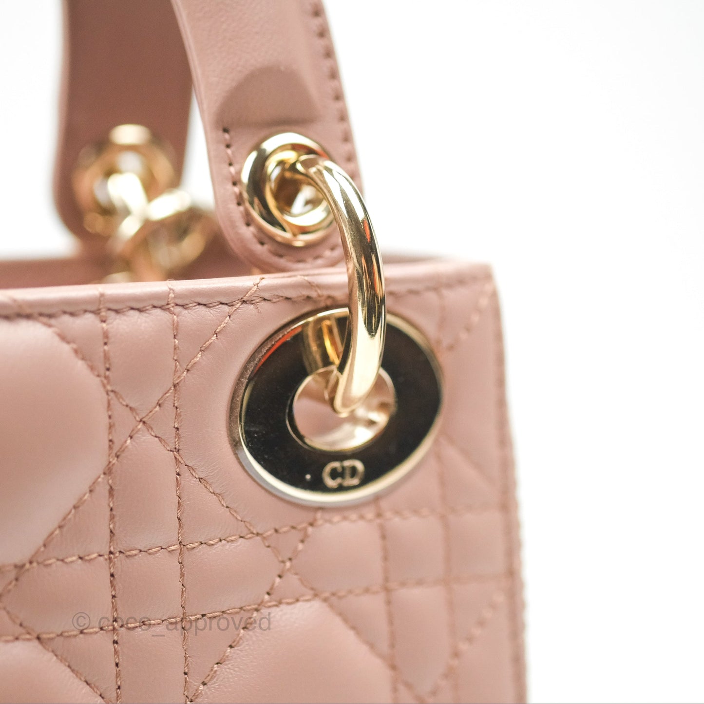 Christian Dior Mini Lady Dior Blush Cannage Lambskin Gold Hardware