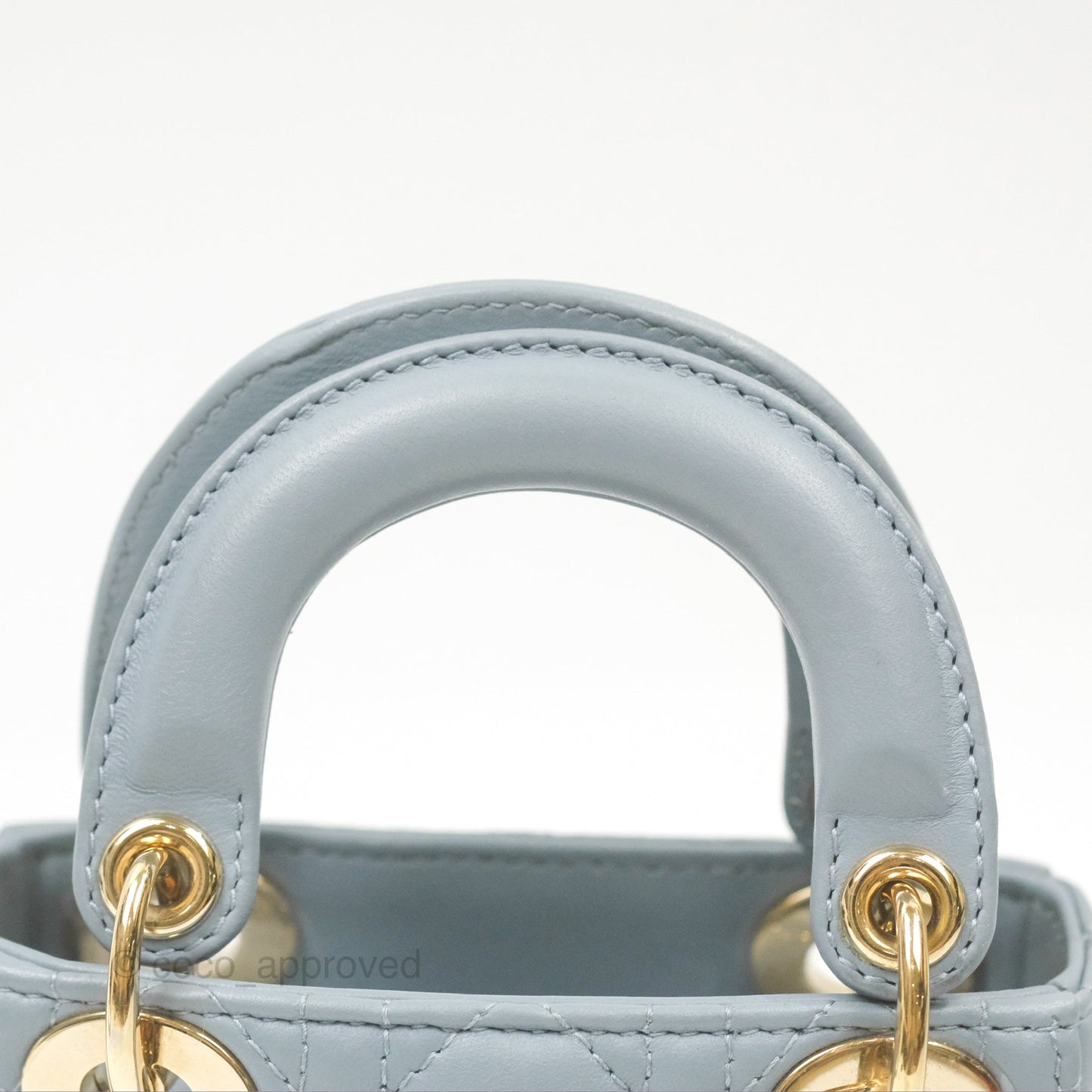 Christian Dior Micro Lady Dior Cannage Blue Grey Lambskin Gold Hardware