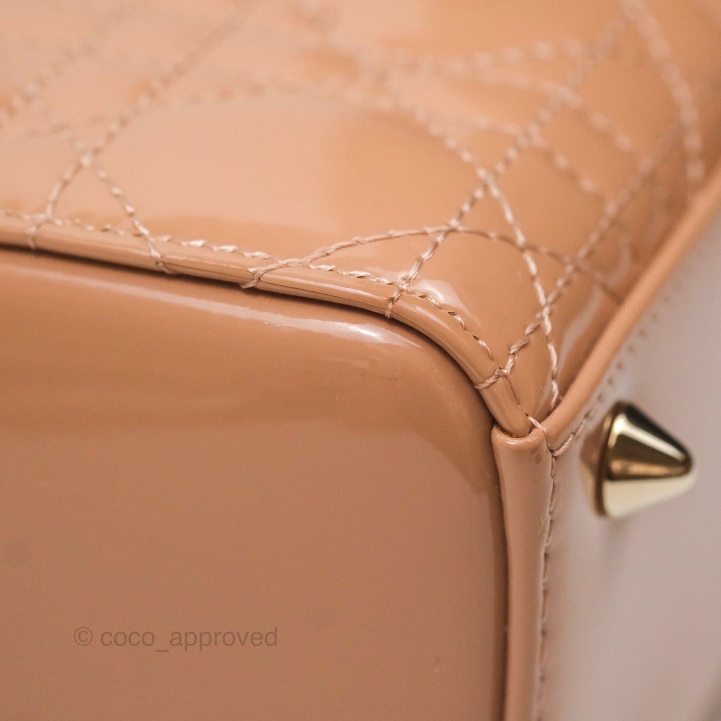 Christian Dior Small Lady Dior My ABCDior Beige Patent Gold Hardware