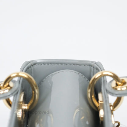 Christian Dior Lady Dior Grey Patent Gold Hardware