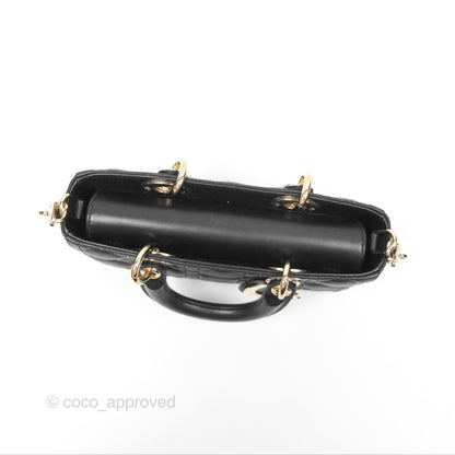 Dior Small Lady D-Joy Bag Black Lambskin Cannage Gold Hardware