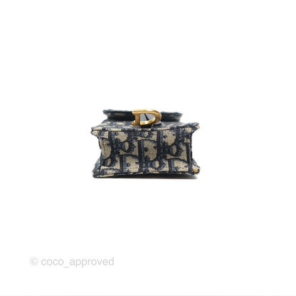 Dior Vertical Saddle Phone Holder Navy Oblique Canvas
