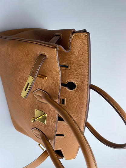 Hermes  Birkin 35 in gold vintage Togo leather