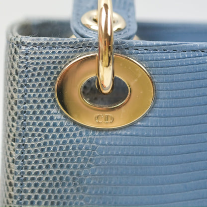Christian Dior Mini Lady Dior Ombre Blue Lizard Gold Hardware