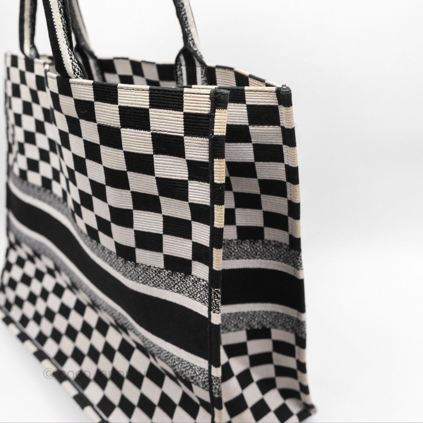 Christian Dior Large Book Tote Checkered Black/ White Canvas