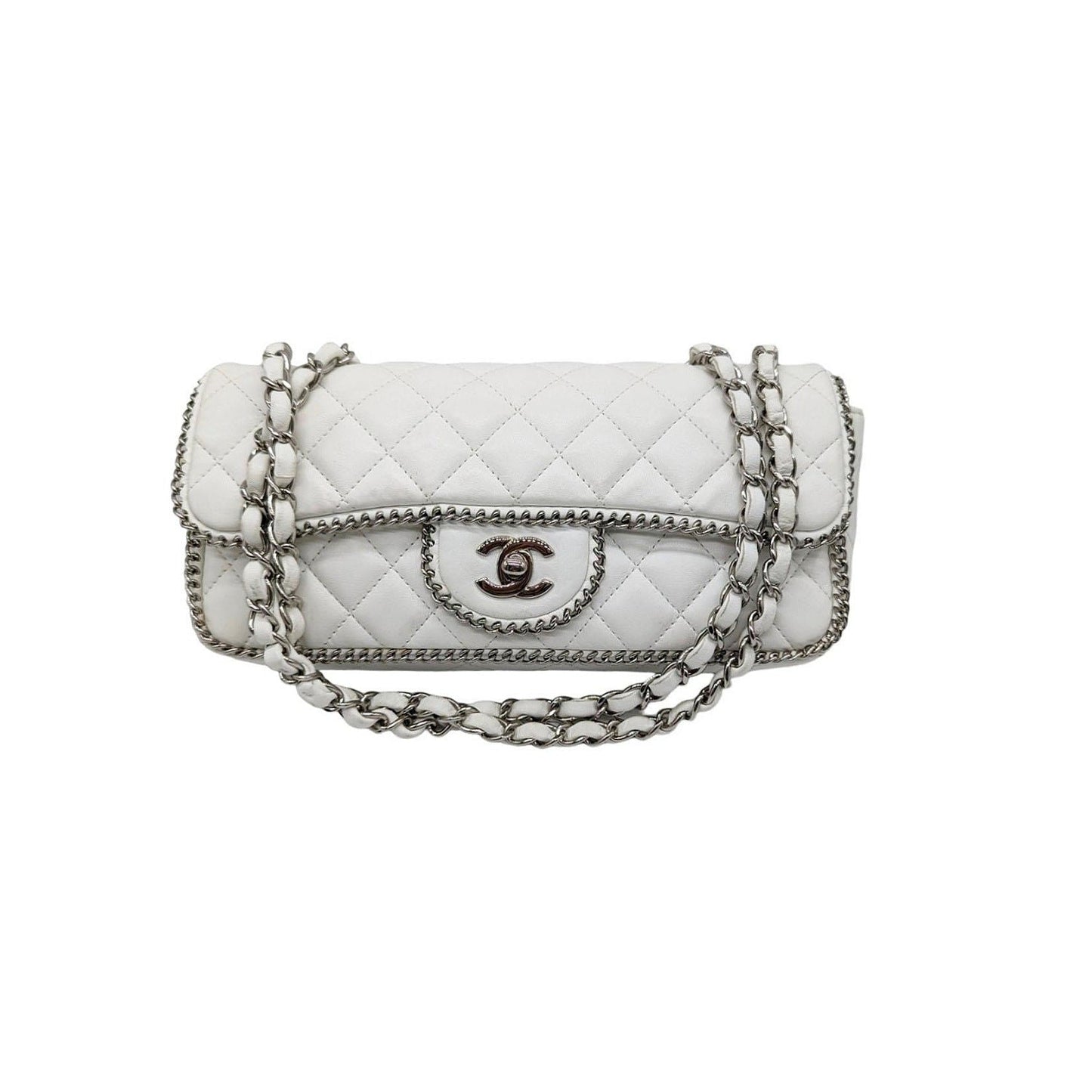 Chanel White Quilted Madison East-West Chain Flap