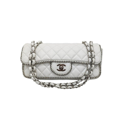Chanel White Quilted Madison East-West Chain Flap