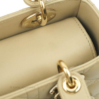 Christian Dior Lambskin My ABCDior Lady Dior Matte Beige Gold Hardware