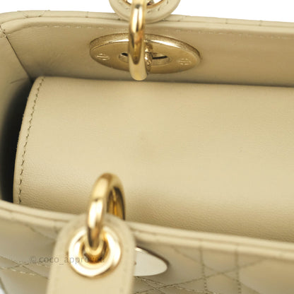 Christian Dior Lambskin My ABCDior Lady Dior Matte Beige Gold Hardware