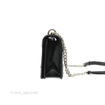 Christian Dior Diorama Medium Flap Shoulder Bag Black Grained Leather Silver Hardware