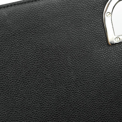 Christian Dior Diorama Medium Flap Shoulder Bag Black Grained Leather Silver Hardware