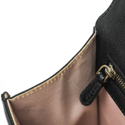 Christian Dior Diorama Medium Flap Shoulder Bag Black Grained Leather Silver Hardware