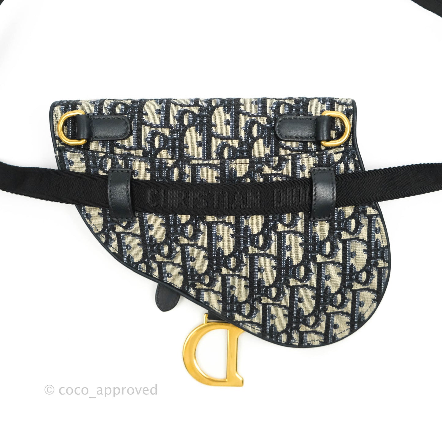 Christian Dior Blue Oblique Jacquard Saddle Belt Bag