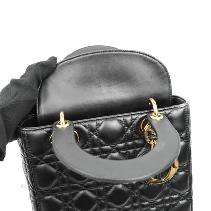 Christian Dior Lambskin My ABCDior Lady Dior Black Gold Hardware