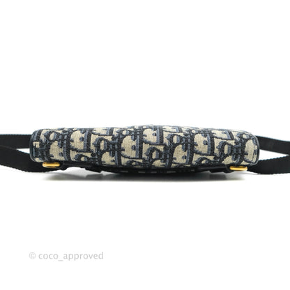 Christian Dior Blue Oblique Jacquard Saddle Belt Bag
