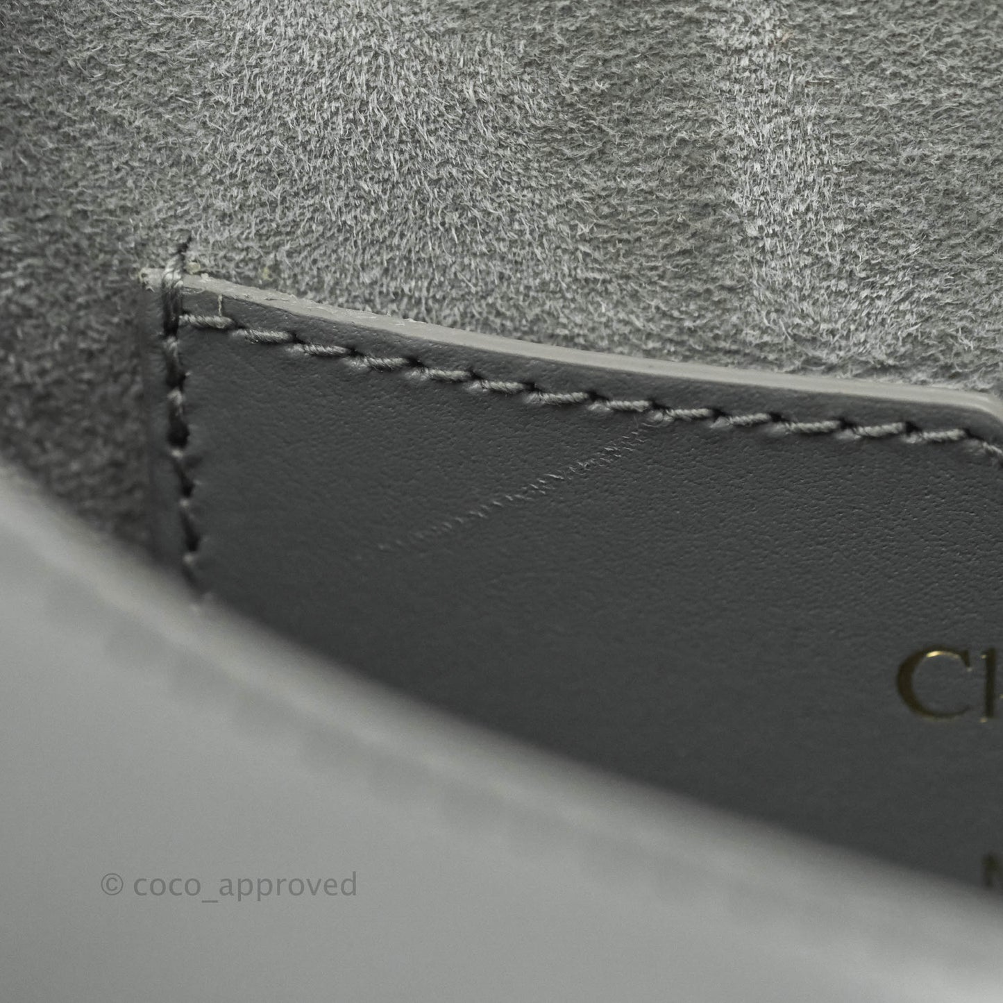 Christian Dior Box Calfskin Medium Bobby Flap Stone Grey