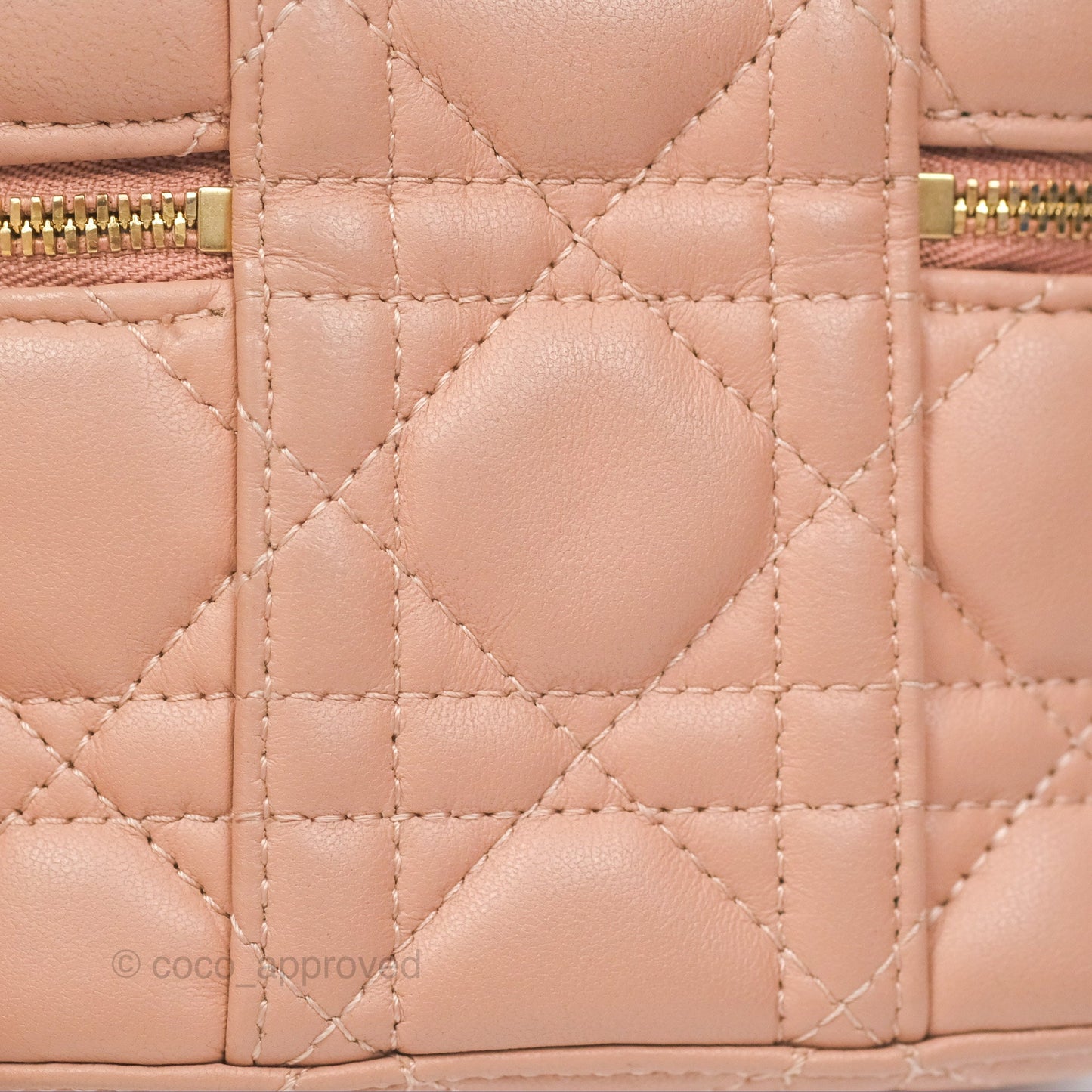 Christian Dior Micro Lady Dior Vanity Case Rose Des Vents Cannage Lambskin