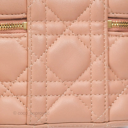 Christian Dior Micro Lady Dior Vanity Case Rose Des Vents Cannage Lambskin