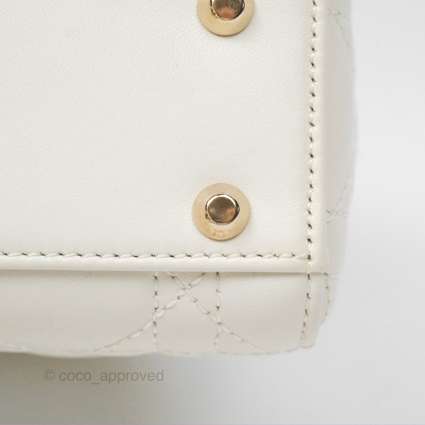 Christian Dior Mini Lady Dior Latte Cannage Lambskin Gold Hardware
