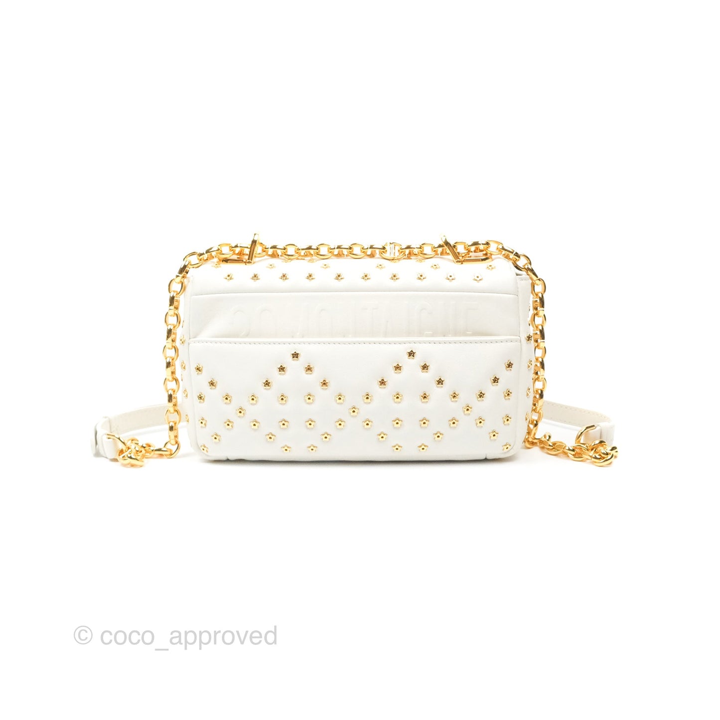 Dior Small Caro Bag Latte Lucky Star White Cannage Lambskin