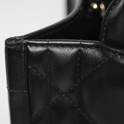 Dior Small Dior Book Tote Black Macrocannage Calfskin Gold Hardware